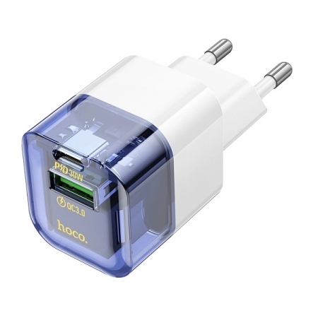 Сетевое ЗУ USB + USB Type-C HOCO C131A PD 30W (синее)