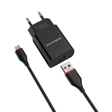 Сетевое З/У Micro USB Borofone BA20A 2.1A 1USB (черное)