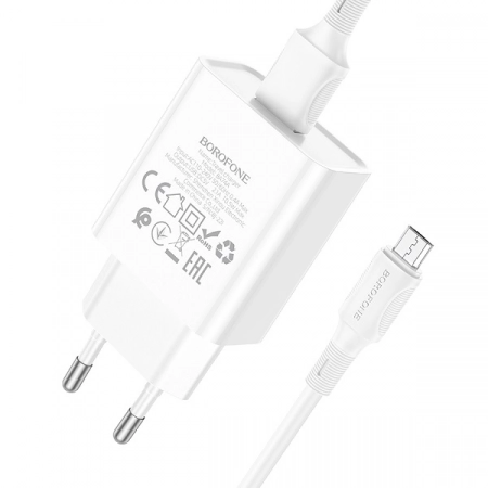 Сетевое З/У Micro USB Borofone BA74A 2.1A 1USB (белое)