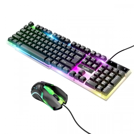 Игровой проводной набор клавиатура + мышь HOCO GM11 RGB русская версия (черный)
