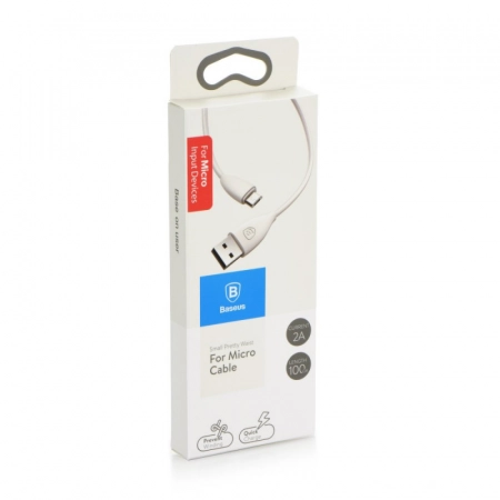 Дата-кабель USB Baseus для micro USB Small Petty Waist 1m White