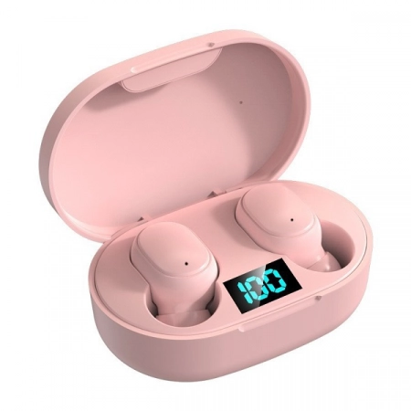 Bluetooth наушники E6S с дисплеем (розовые)