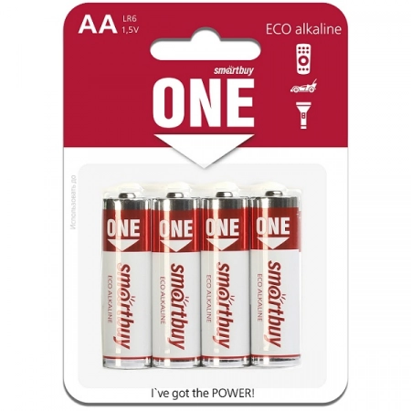 Батарейка AA Smartbuy ONE LR6-4BL (48/480)