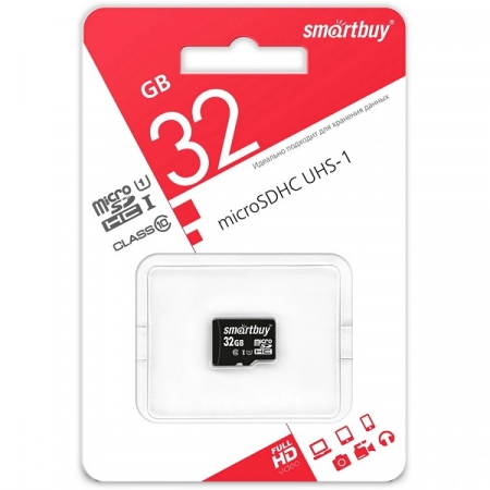 Карта памяти micro SDHC 32GB Smartbuy Class10 UHS-1 без адаптера