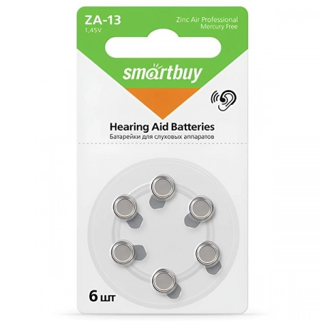 Батарейка ZA13 Smartbuy для слуховых аппаратов (6/60)
