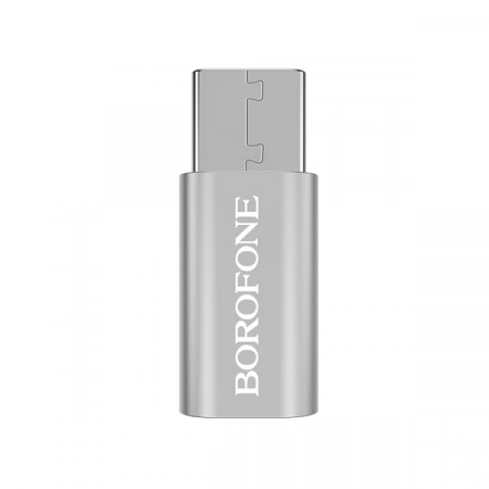 Адаптер Type-C - Micro USB Borofone BV4 (серебристый)